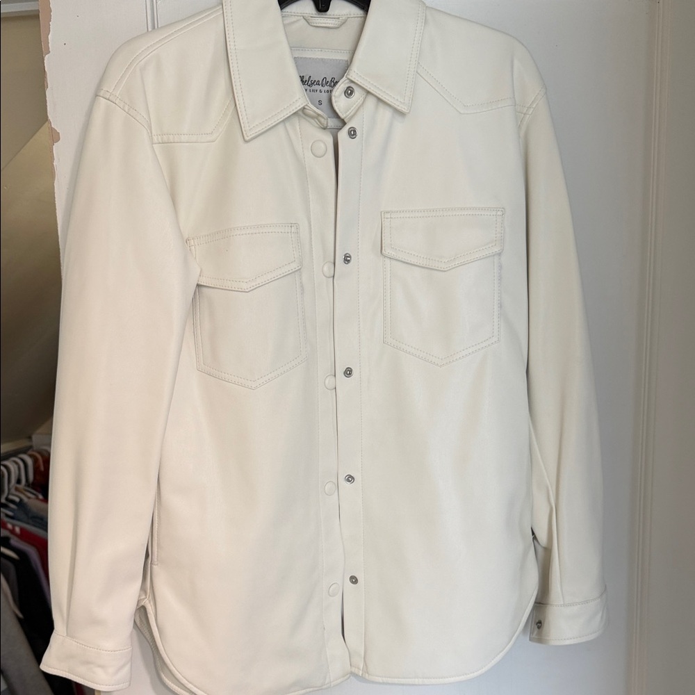 Women's Cream Leather Jacket